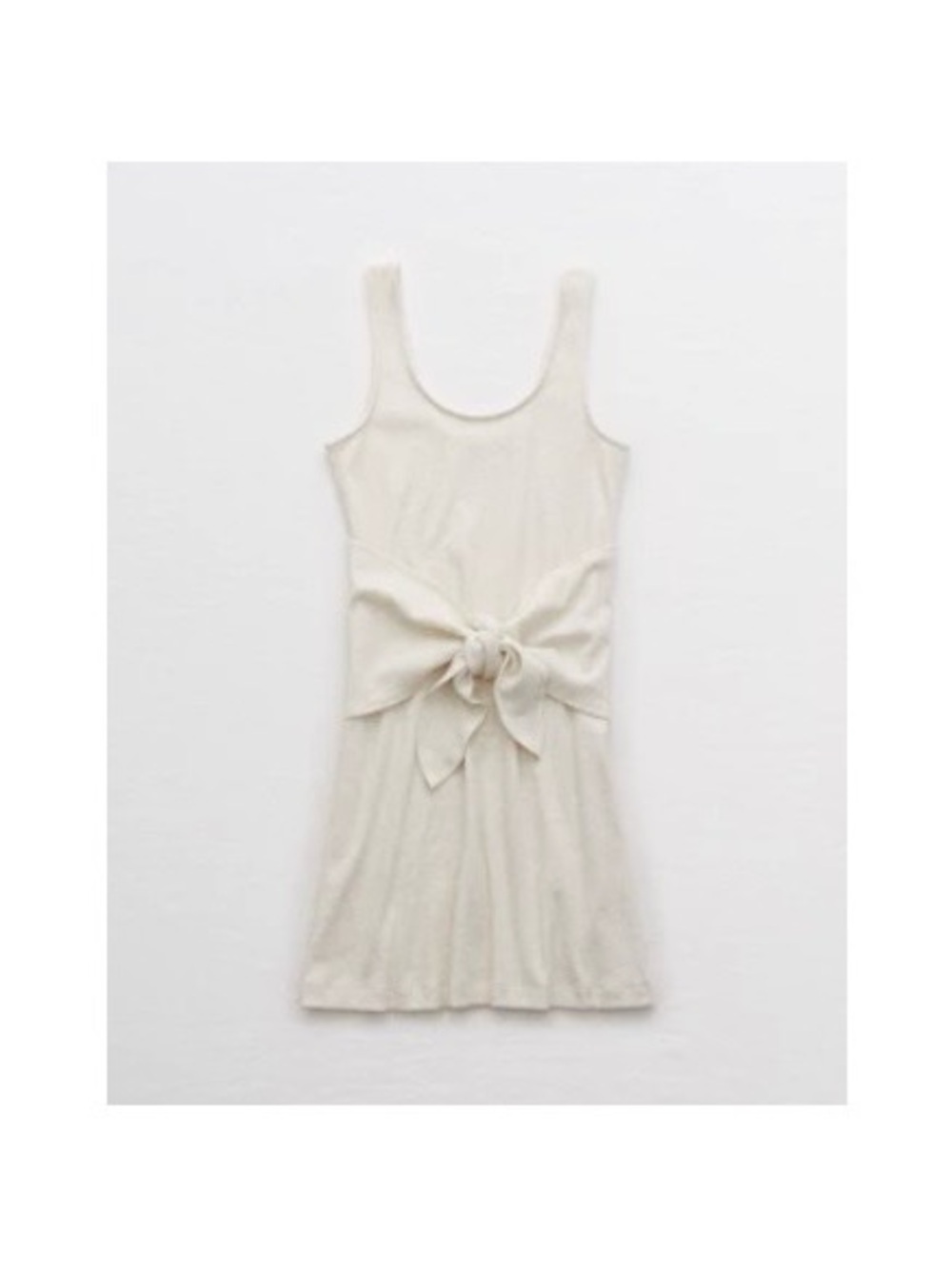 Aerie Sleeveless Tie-Front Tank Dress in Cream